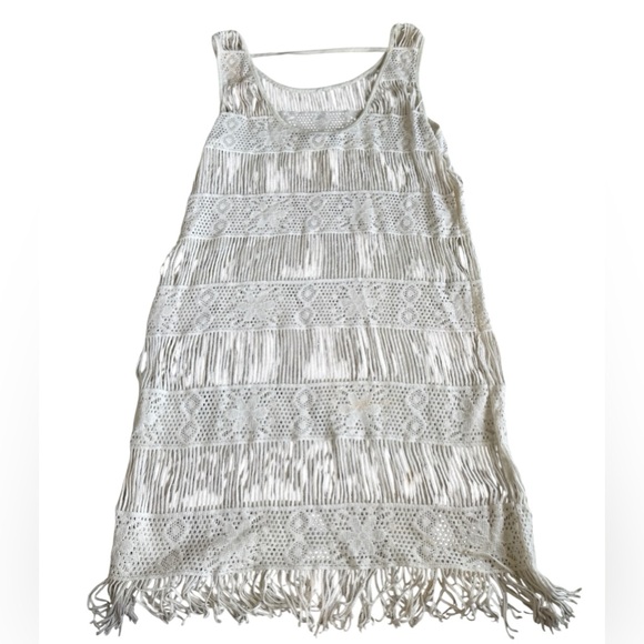 American Eagle Outfitters Cream Crochet Fringe Tank Dress - Picture 5 of 8